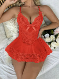 Women Bow lace Dress Sexy lingerie
