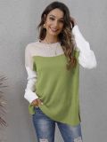 Women Patchwork Loose Colorblock Casual Sweater