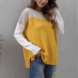 Women Patchwork Loose Colorblock Casual Sweater