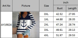 Women Casual Printed V-Neck Striped Long Sleeve T-Shirt