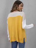 Women Patchwork Loose Colorblock Casual Sweater