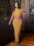Women's Sexy Knitting See-Through Nightclub Low Waist Bodycon Two Piece Skirt Set