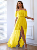 Women's Off-Shoulder Slit Maxi Dress