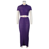 Women's Sexy Knitting See-Through Nightclub Low Waist Bodycon Two Piece Skirt Set