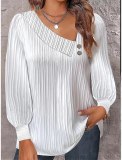 Autumn Long Sleeve Button Solid Color Shirt Women's Clothes