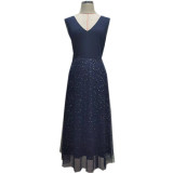 Summer Elegant Women's Clothes Autumn Plus Size Mid-Waist V-Neck Sexy Slim Polka Dot Evening Dress