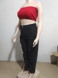 Trendy Multi Pocket Denim Pants Wash Cargo Pants Jeans