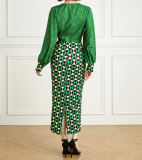 Plus Size Women Round Neck Print Long Sleeve Dress