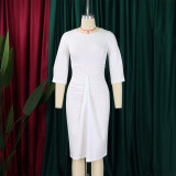 Women's Fashion Chic Pleated Bodycon Plus Size Dress Pencil Dress