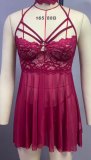 Plus Size Women Backless See-Through Lace-Up Sexy Lingerie