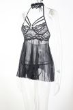Plus Size Women Backless See-Through Lace-Up Sexy Lingerie