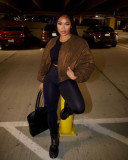 Women Fall/Winter Solid Puffed Jacket