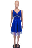 Women French Sleeveless Beaded Dress