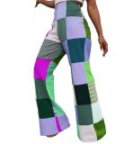 Women Casual Printed Plaid Casual Pants