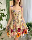 Women floral embroidered mesh sexy dress