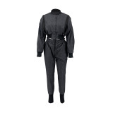 Women Style Zip Crop Coat and Pant Casual Denim Two-Piece Set