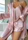 Women Summer Satin Suspenders Nightgown Loungewear Three-Piece