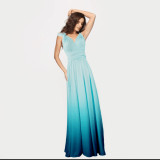 Women Sexy Gradient Crossover Backless Lace-Up Maxi Dress