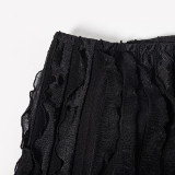 Women Fall Solid Round Neck Long Sleeve Crop Top and Skirt Two-Piece Set