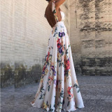 Women Backless Printed Sleeveless Long Dress