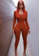 Women Autumn and Winter U-neck Backless Long Sleeve Jumpsuit