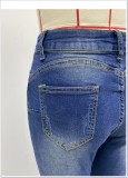 Women butterfly beaded Denim slit Pant