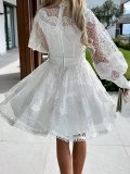 Women sexy lace long sleeve dress