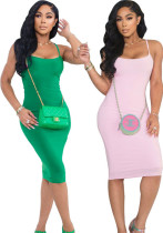 Women Solid Strap Dress Women Solid Strap Dress