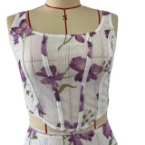 Women's Sexy Printed Camisole Slim Bodycon Skirt Two Piece Set