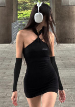 Summer Women's Sleeves Halter Neck Low Back Sexy Tight Fitting Bodycon Dress Summer Women's Sleeves Halter Neck Low Back Sexy Tight Fitting Bodycon Dress