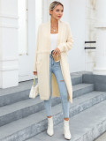 Winter Plus Size Long Cardigan Pocket Chic Fringe Sweater Coat