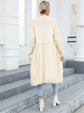 Winter Plus Size Long Cardigan Pocket Chic Fringe Sweater Coat
