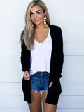 Women's Autumn And Winter Solid Color Long Sleeve Knitting Pocket Cardigan