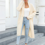 Winter Plus Size Long Cardigan Pocket Chic Fringe Sweater Coat