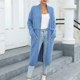 Winter Plus Size Long Cardigan Pocket Chic Fringe Sweater Coat