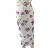 Women's Sexy Printed Camisole Slim Bodycon Skirt Two Piece Set