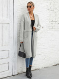 Winter Plus Size Long Cardigan Pocket Chic Fringe Sweater Coat