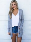 Women's Autumn And Winter Solid Color Long Sleeve Knitting Pocket Cardigan