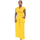 Drawstring Sleeveless Tank Top Chic High Waisted Women's Loose Straight Leg Two-Piece Set