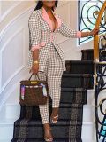 Turndown Colloar Print Two-Piece Suit