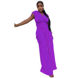 Drawstring Sleeveless Tank Top Chic High Waisted Women's Loose Straight Leg Two-Piece Set