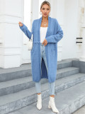 Winter Plus Size Long Cardigan Pocket Chic Fringe Sweater Coat