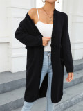 Winter Plus Size Long Cardigan Pocket Chic Fringe Sweater Coat