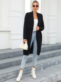 Winter Plus Size Long Cardigan Pocket Chic Fringe Sweater Coat