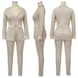 Turndown Colloar Print Two-Piece Suit