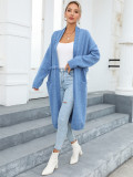Winter Plus Size Long Cardigan Pocket Chic Fringe Sweater Coat