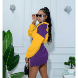 Autumn And Winter Women's Color-Blocking Long-Sleeved Casual Two-Piece Skirt Set For Women