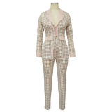 Turndown Colloar Print Two-Piece Suit