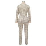 Turndown Colloar Print Two-Piece Suit