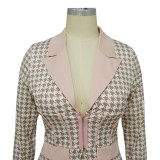 Turndown Colloar Print Two-Piece Suit